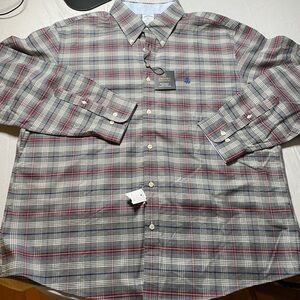 Brooks Brothers Gray and Red Plaid Button Down Shirt